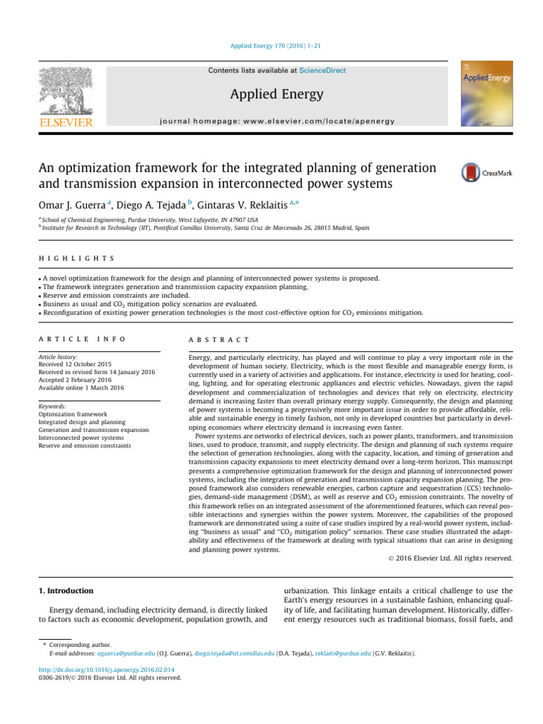 Integrated Power System Optimization Framework | PDF | Electricity ...