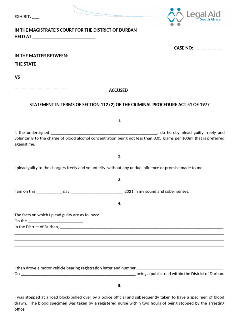 Drunk Driving Guilty Plea Statement | PDF | Plea | Justice