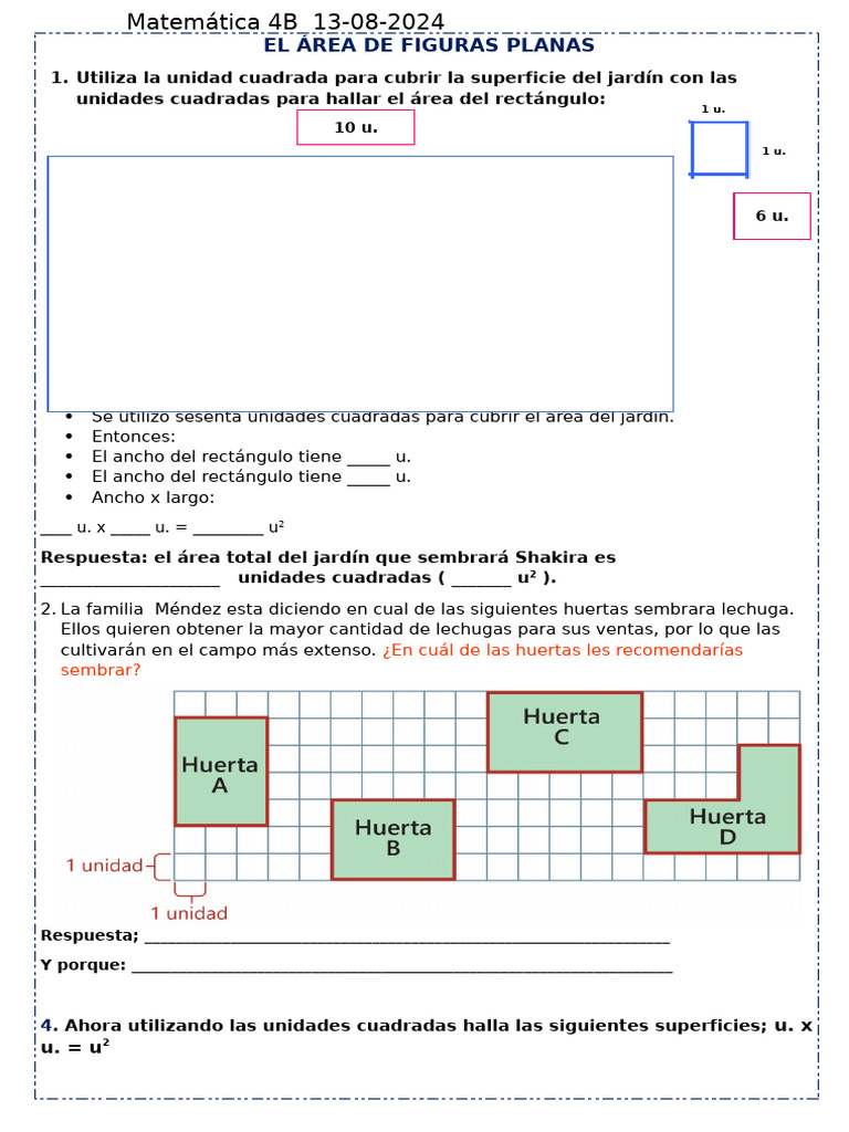 Ficha Mate Mart 13 Area de Figuras Planas 933623393 Prof Yessenia | PDF ...