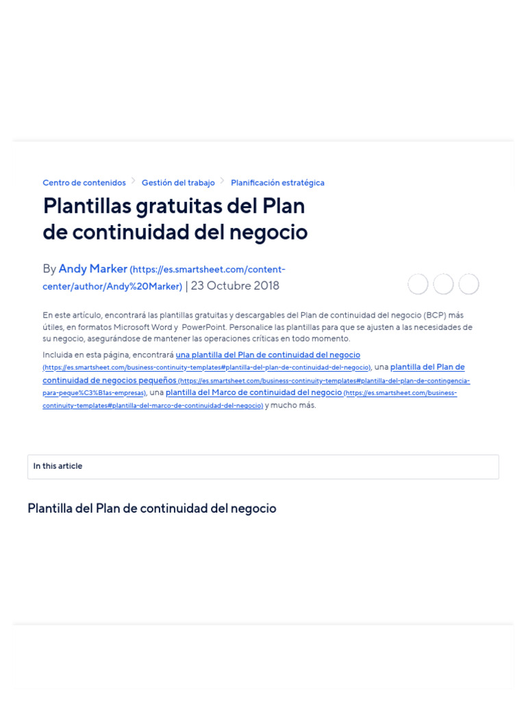 Plantillas Gratuitas Del Plan de Continuidad Del Negocio - Smartsheet ...