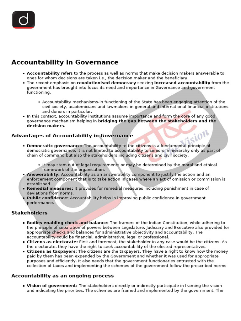 Importance of Accountability in Governance | PDF | Governance | Audit