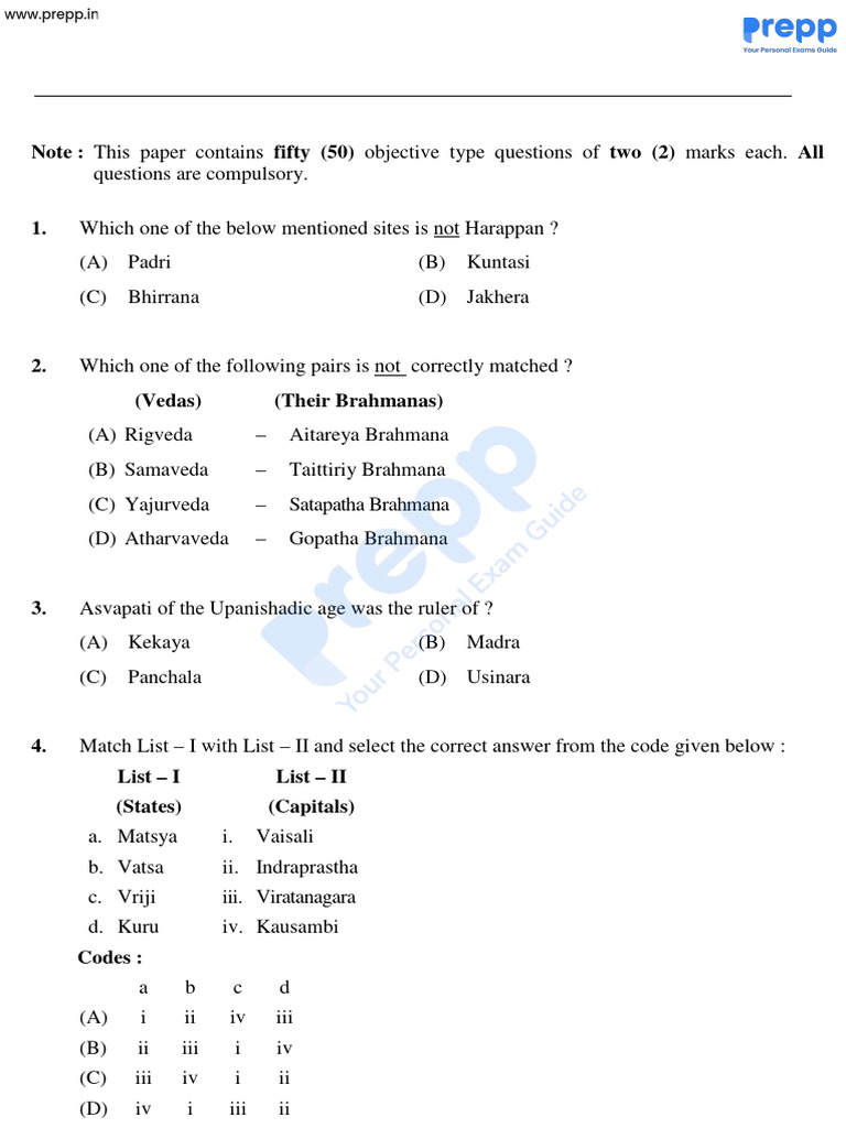 UGC NET History Objective Questions | PDF | Hindu Texts | Sanskrit Texts