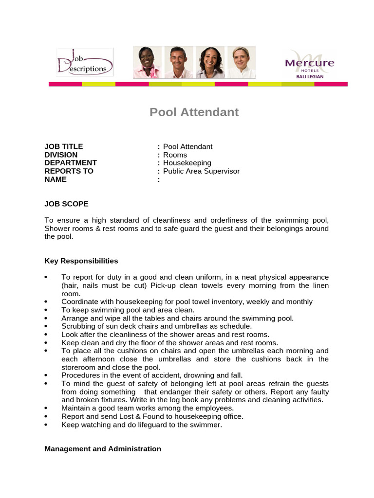 Spa Rec Pool Attendant Pdf