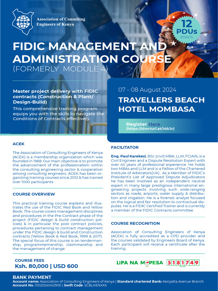 FIDIC Management Course in Mombasa | PDF | Business