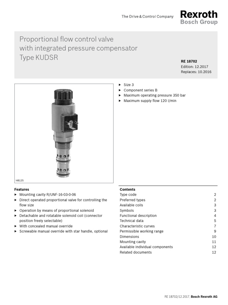 Proportional Flow Control Valve KUDSR | PDF | Valve | Hydraulics