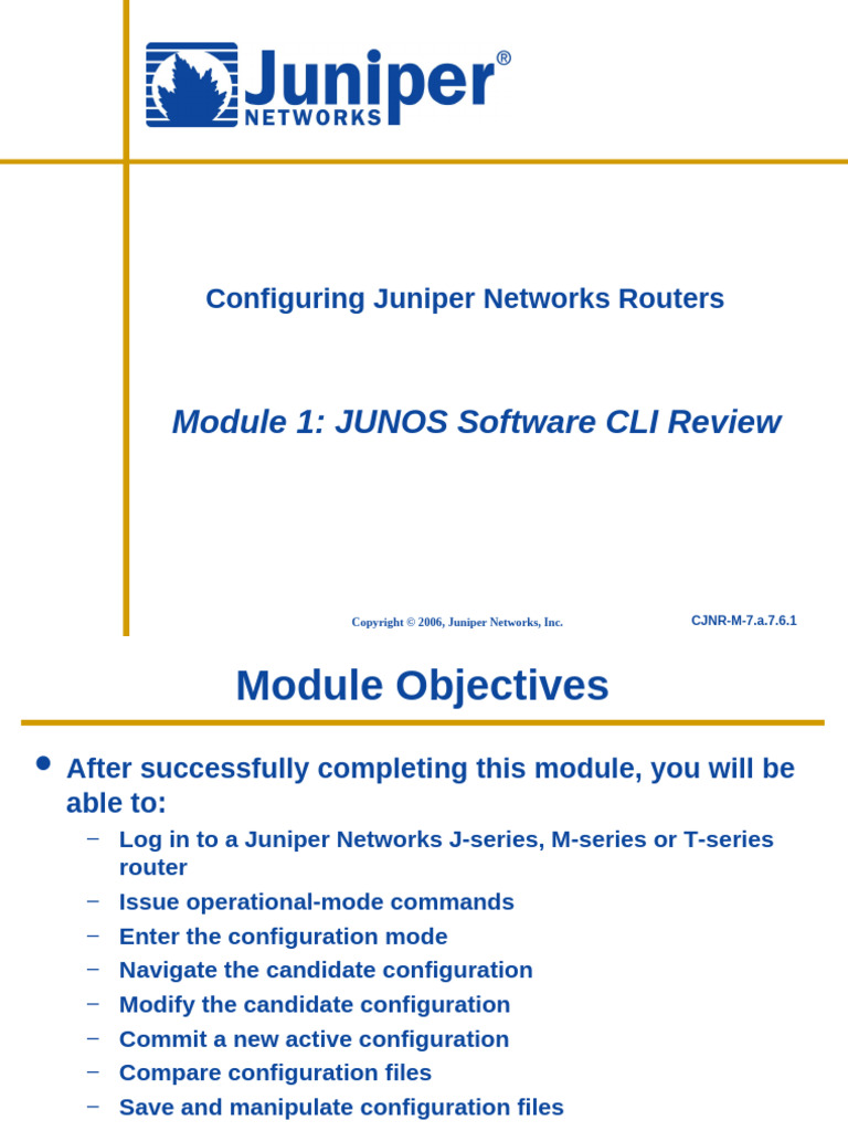 Module 1 - JUNOS Software CLI Review | PDF | Command Line Interface ...