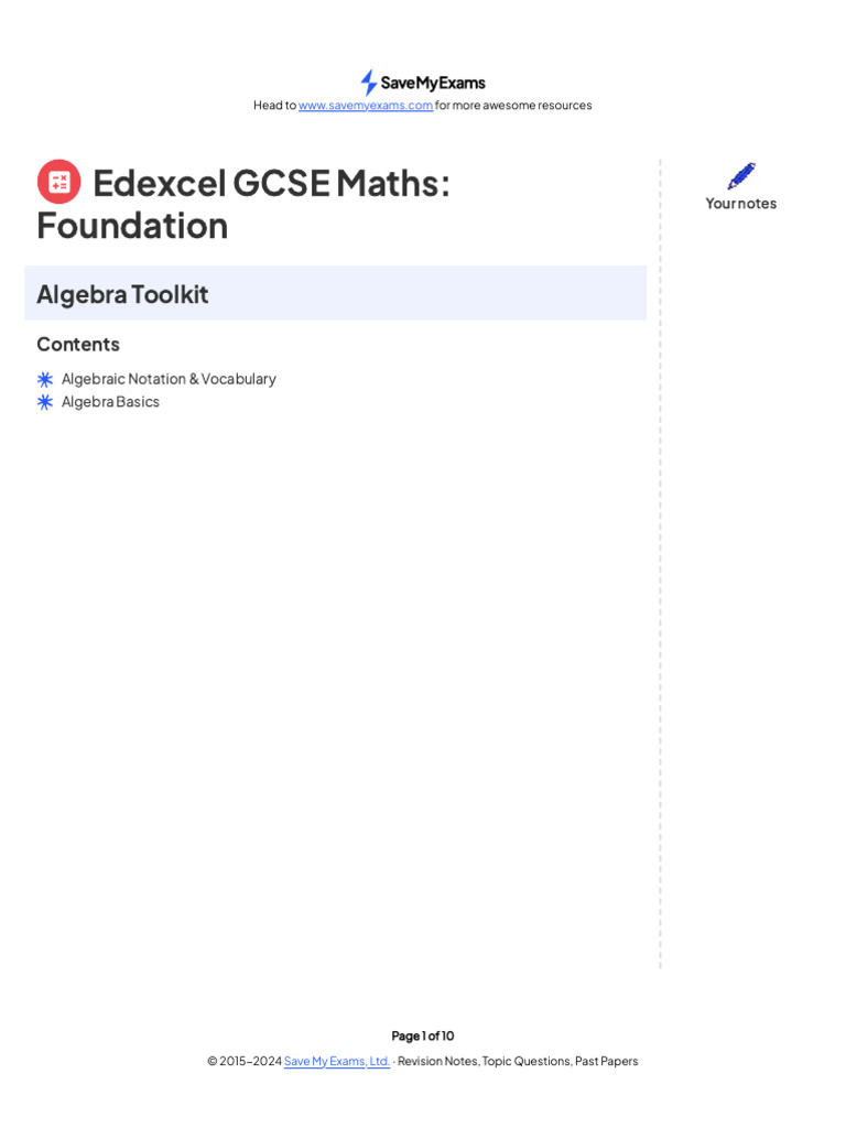 Algebra toolkit pdf equations formula