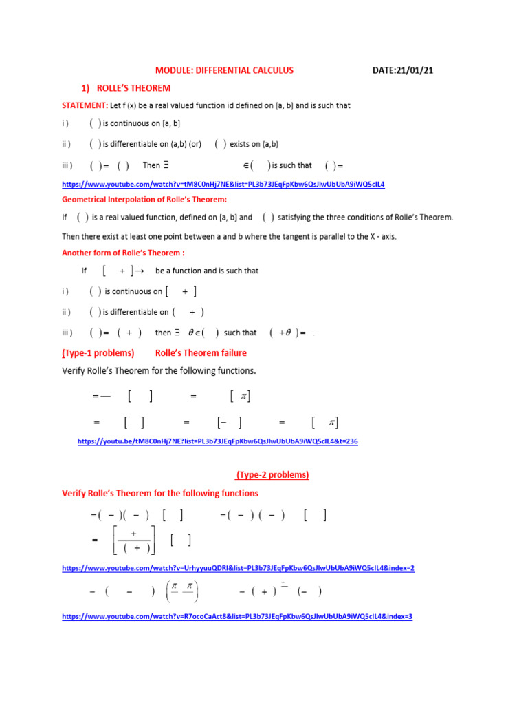 Rolles Theorem | PDF | Trigonometric Functions | Mathematical Concepts