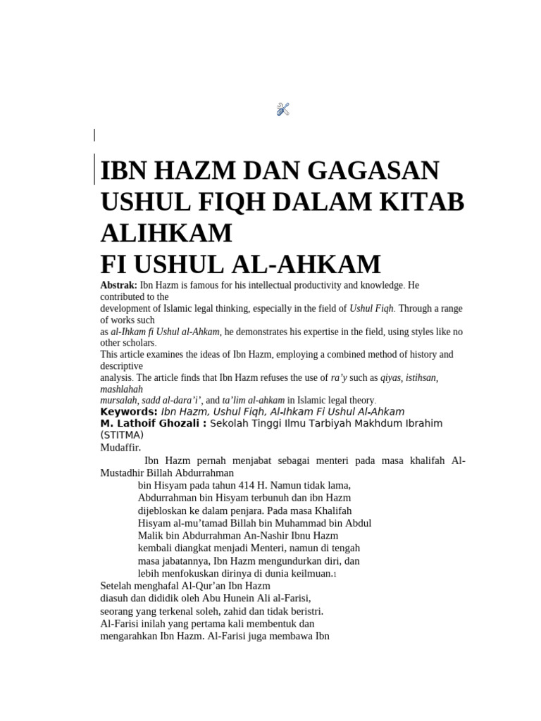 Pemikiran Ibn Hazm dalam Ushul Fiqh | PDF