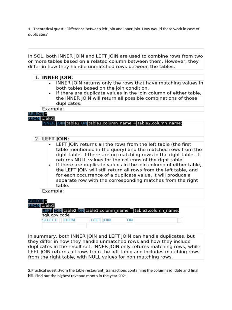 SQL Joins and Ranking Functions Explained | PDF | No Sql | Data Management