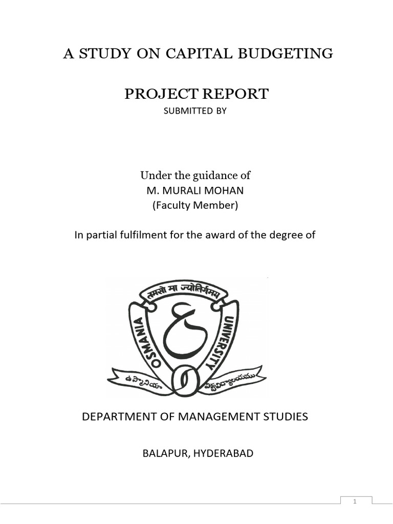 A PROJECT REPORT ON Capital Budgeting Mahek Agarwal 2 | PDF | Working ...