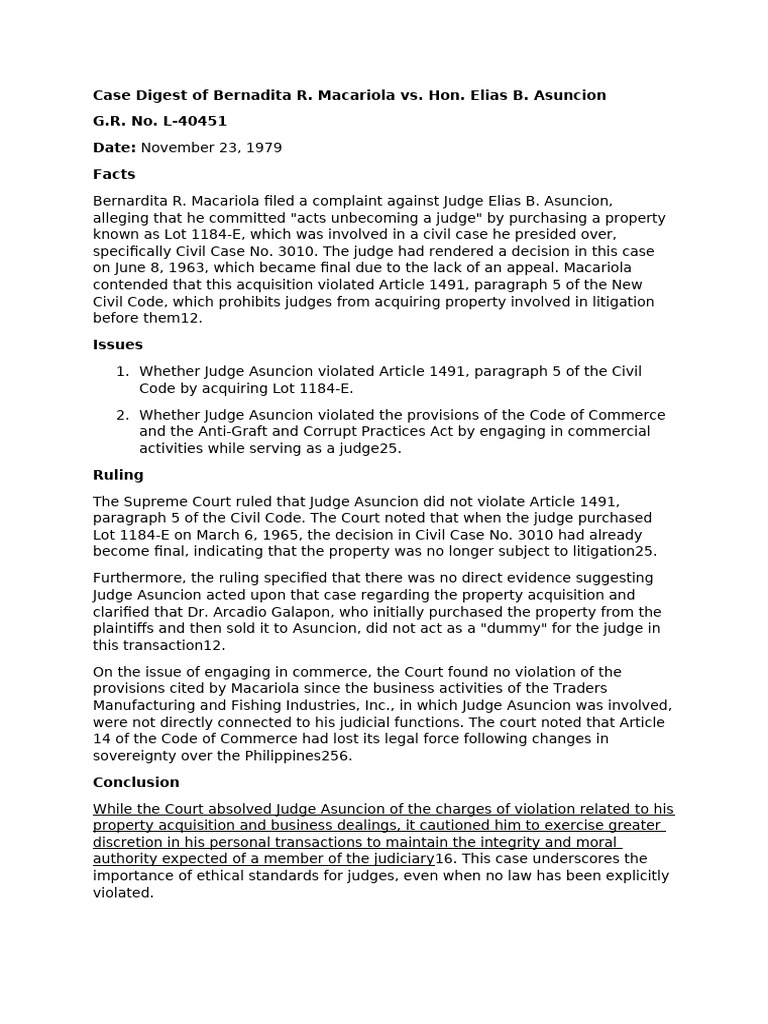 Case Digest: Macariola vs. Asuncion | PDF | Eminent Domain | Supreme ...