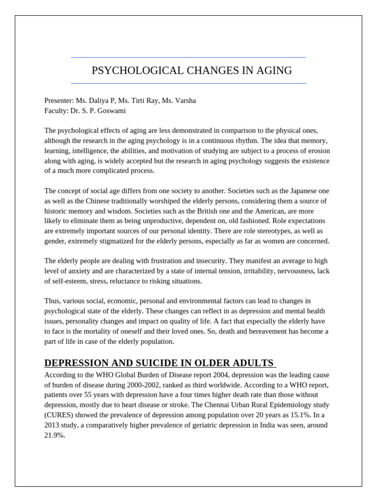 Psychological Changes in Aging | PDF | Mental Health | Self Efficacy