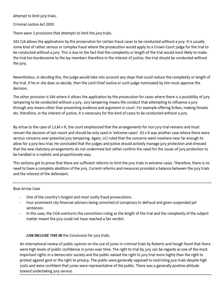 Limiting Jury Trials in Complex Cases | PDF | Jury Trial | Trials