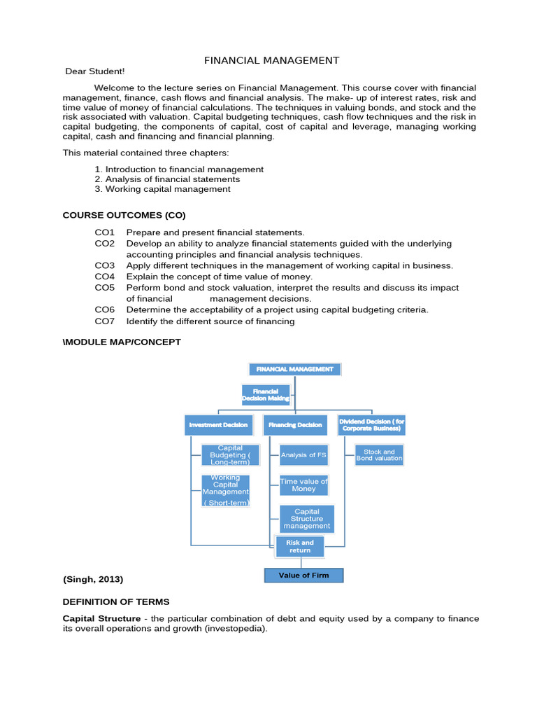 Financial Management Course Overview | PDF | Cost Of Capital ...