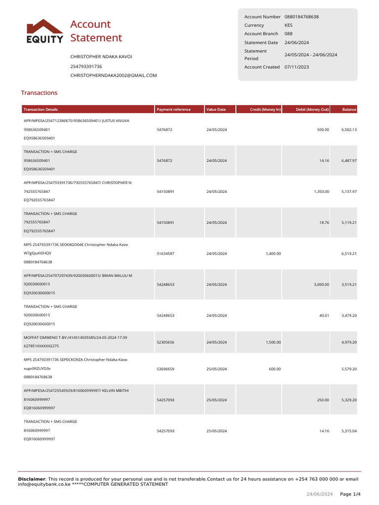 Scribd Receipt Summary 2024 | PDF | Debits And Credits | Financial ...
