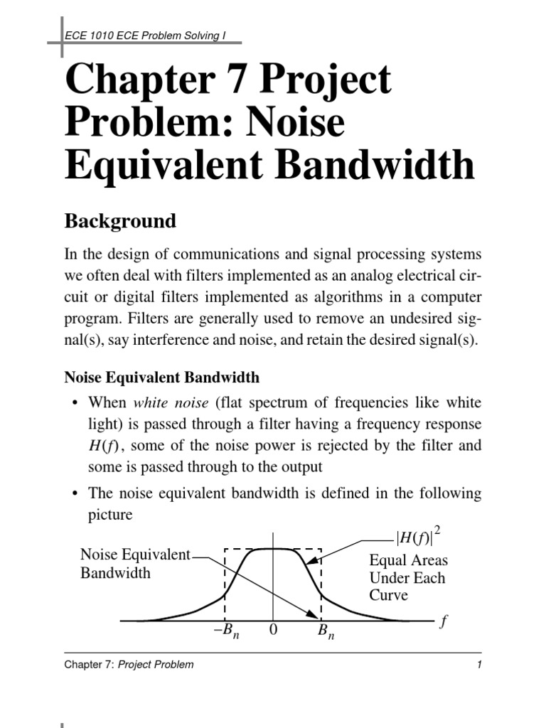 Chapter 7 Project Problem Noise Equivalent Bandwidth Background PDF