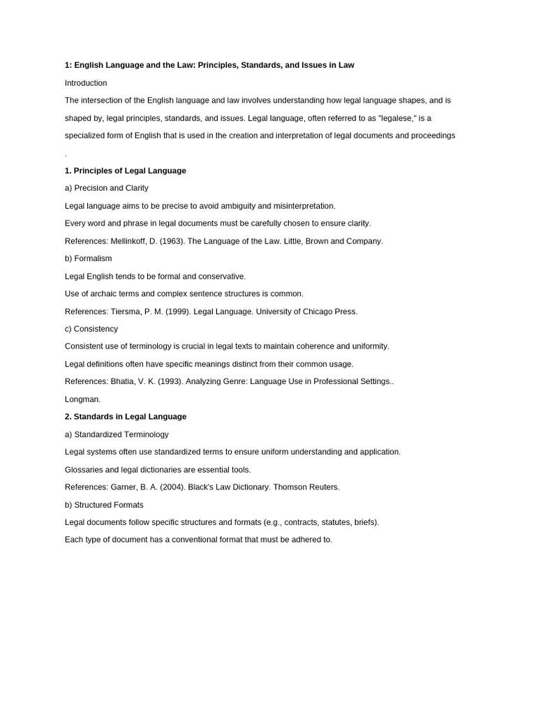 Legal Language: Principles and Issues | PDF | Writing | Linguistics