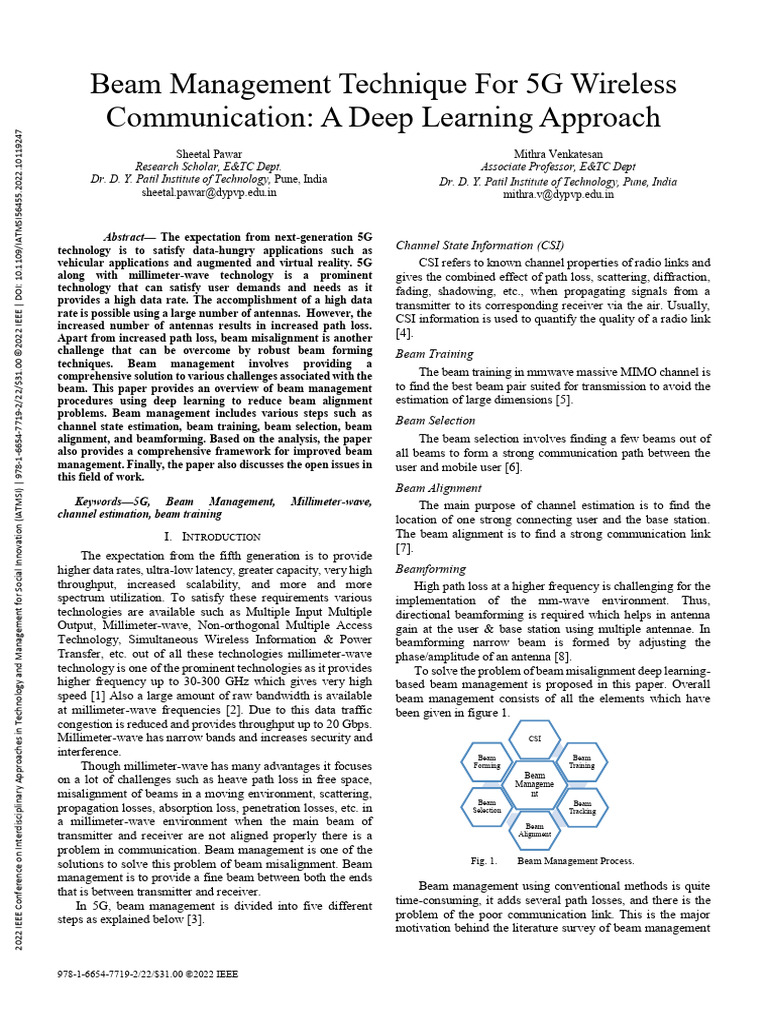 Deep Learning for 5G Beam Management | PDF | Mimo | Artificial Neural ...