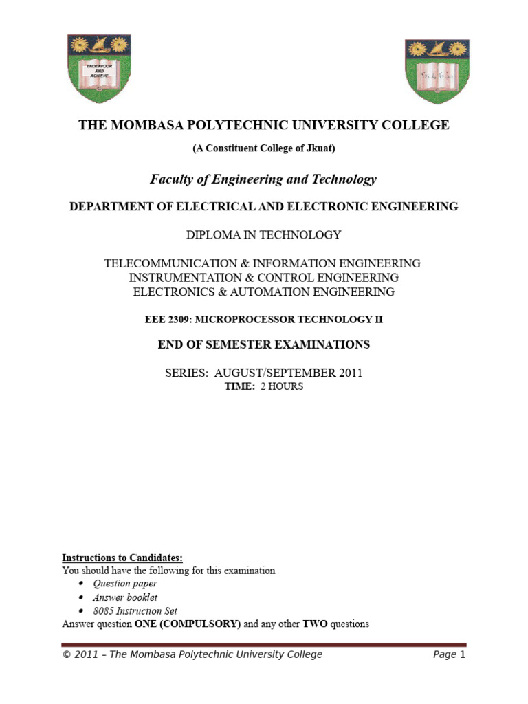 Eee 209 Microprocessor Technology Ii | PDF | Central Processing Unit ...