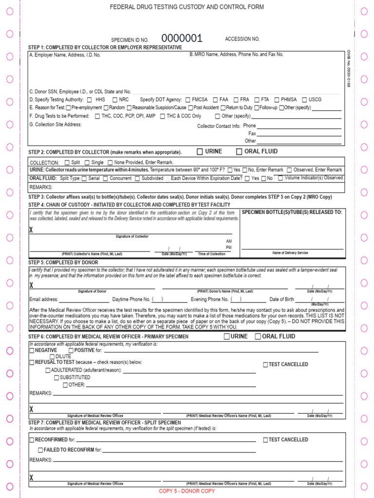 Federal Drug Testing Custody and Control Form | PDF | Drug Test ...