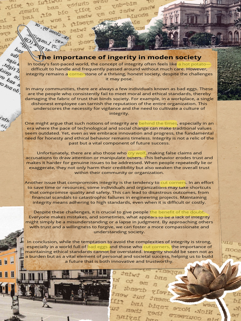 The Importance of Integrity in Society | PDF | Integrity | Social ...