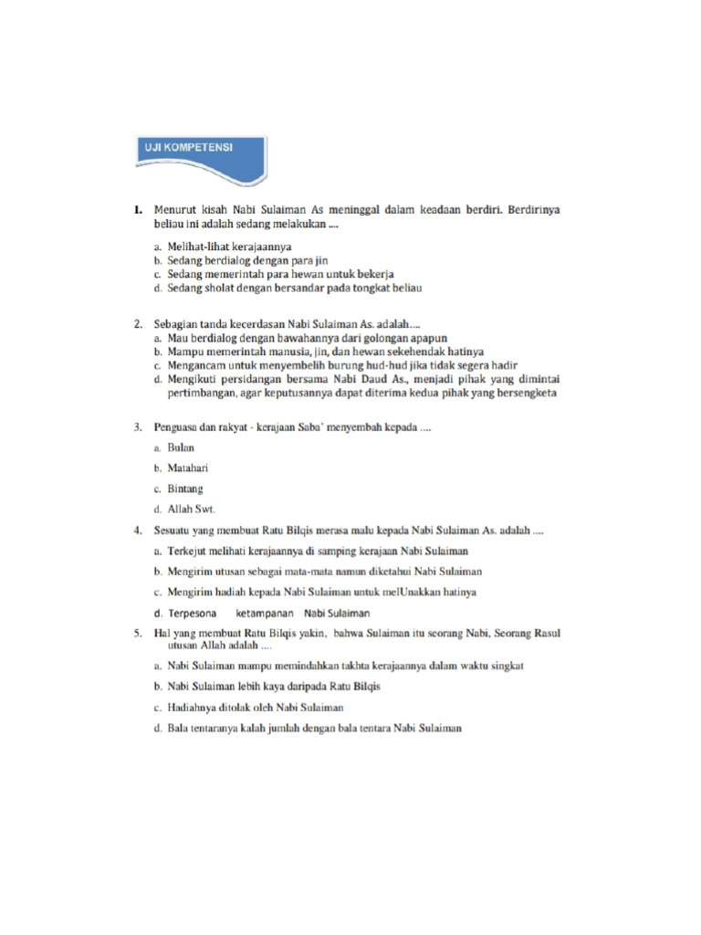 Soal Ulangan Bab 5 | PDF