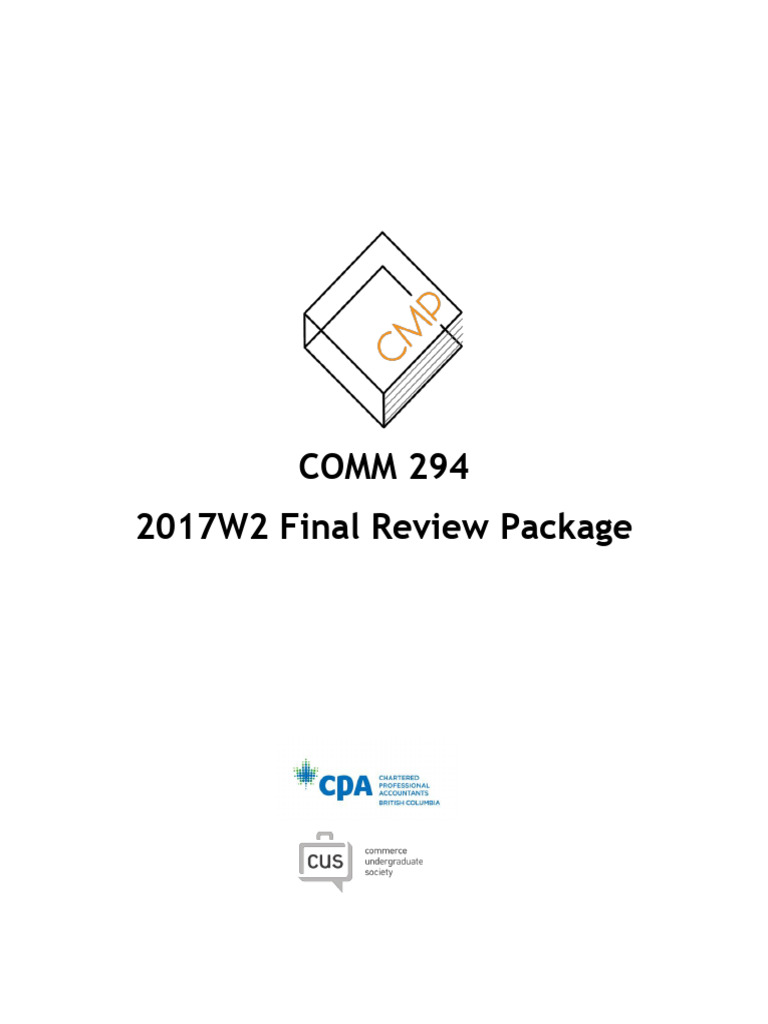 CMP - 2017WT2 - COMM294 - Final Solutions | PDF | Inventory | Budget