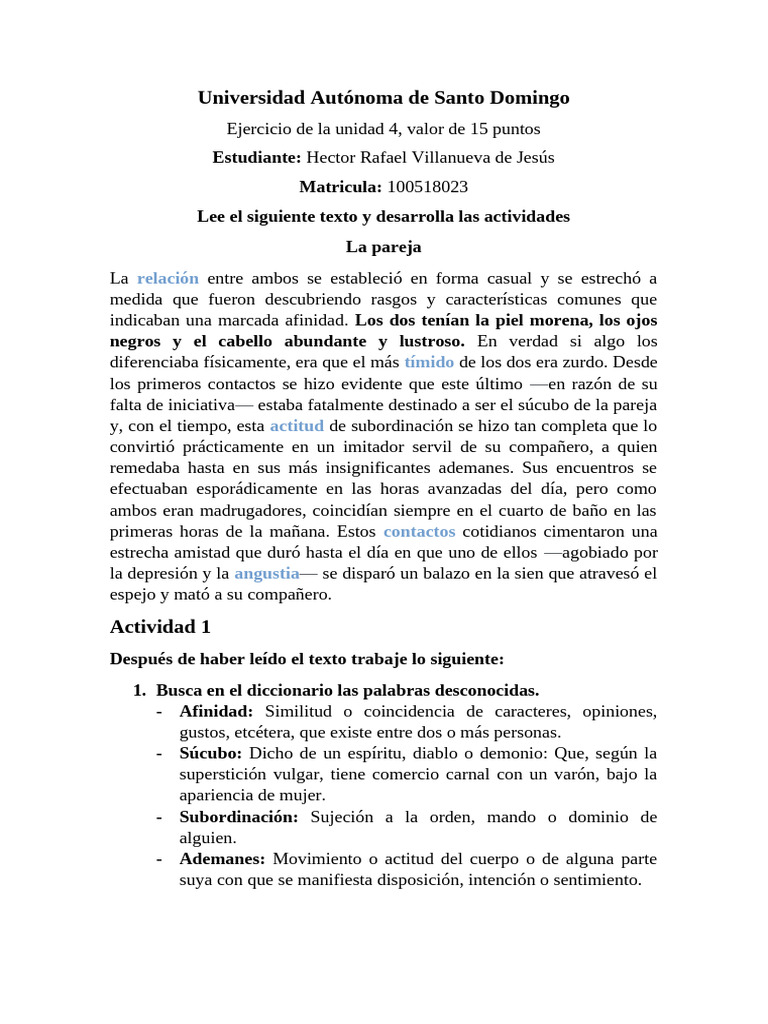 Ejercicio de La Unidad 4 | PDF