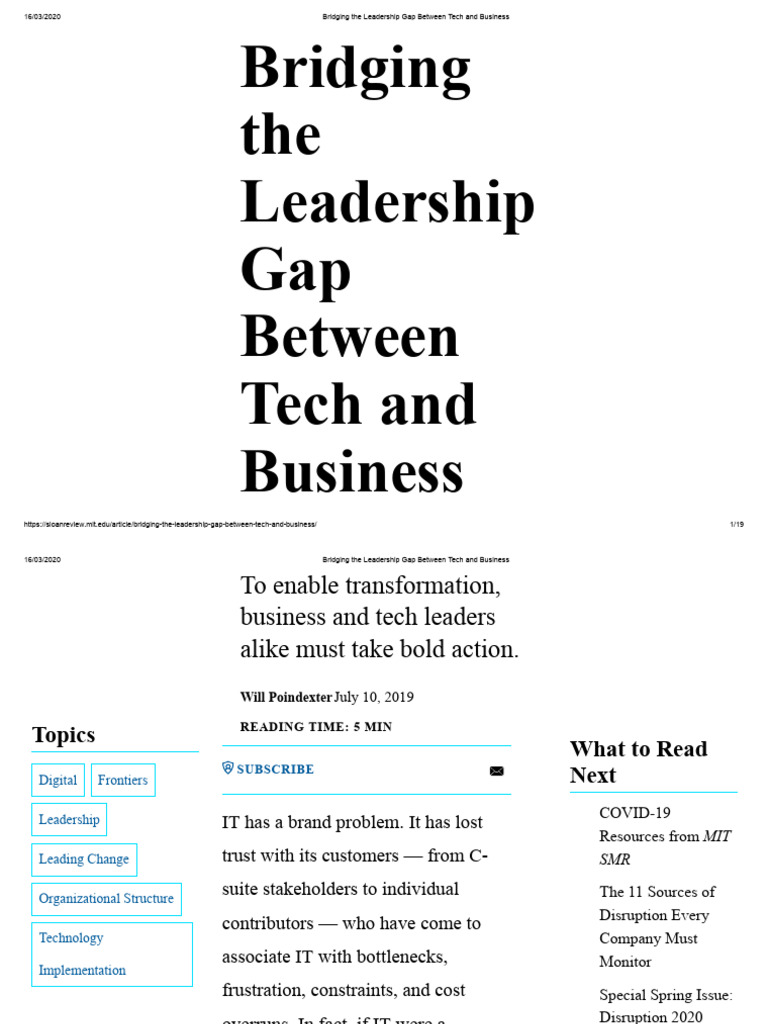 Bridging The Leadership Gap Between Tech and Business | PDF ...