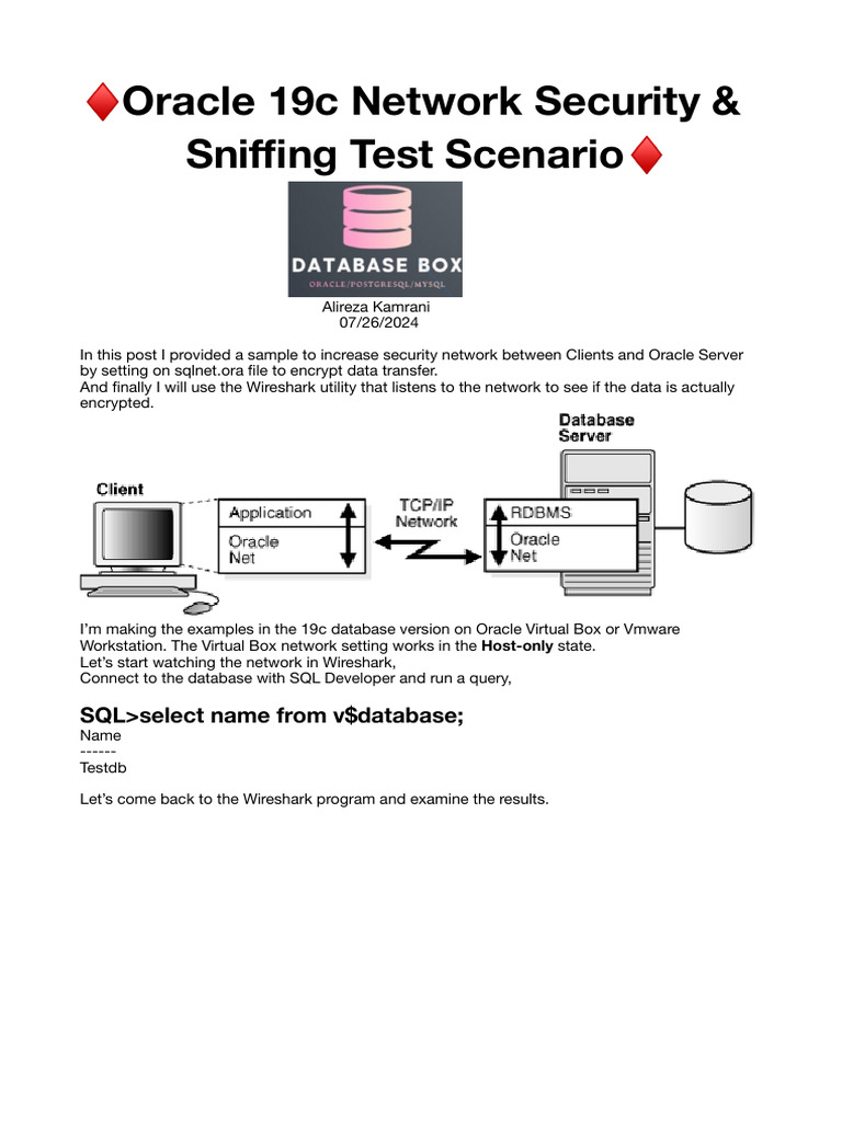 Oracle 19c Network Security Sniffing Test Scenario | PDF | Databases ...