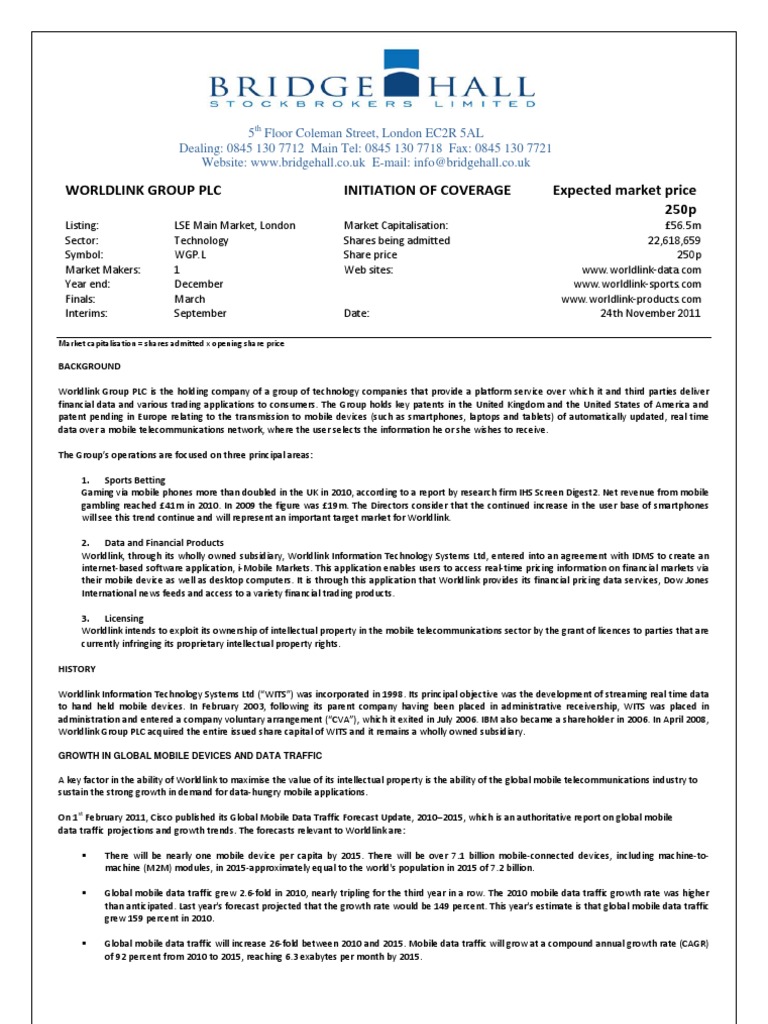 Worldlink Broker Note 24-11-11 | PDF | Valuation (Finance) | Investing