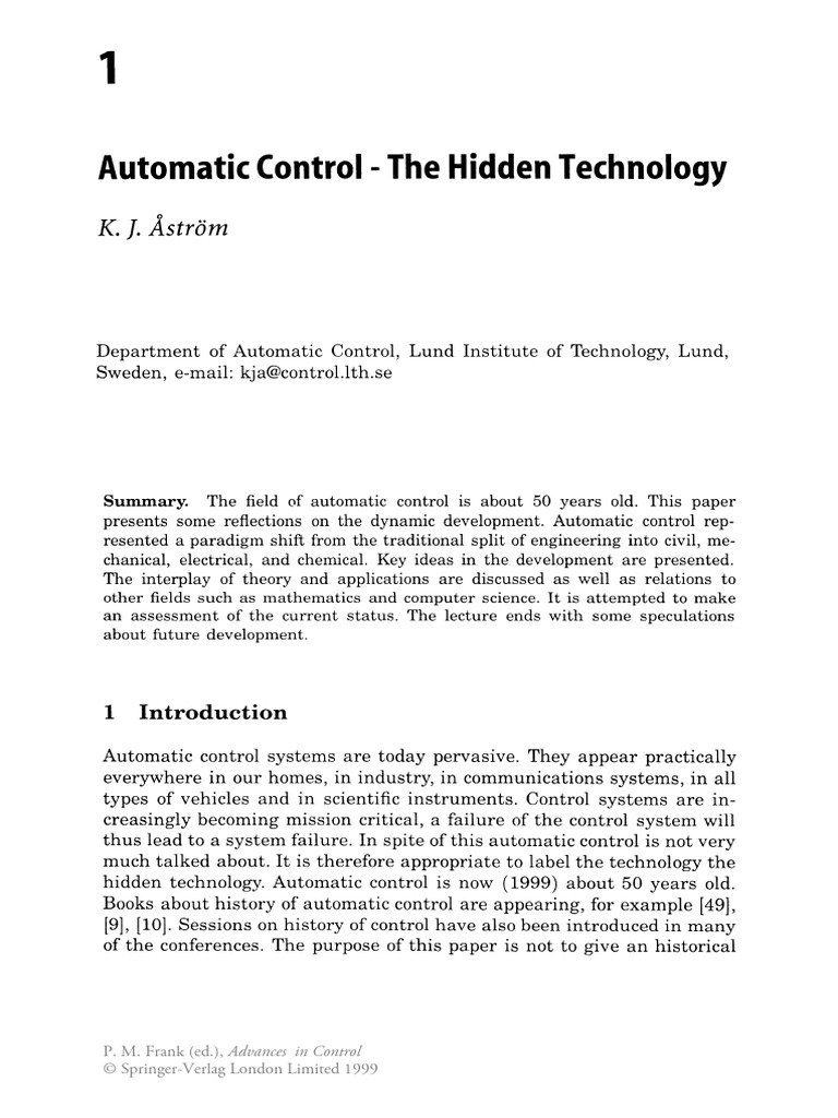 The Evolution of Automatic Control | PDF | Engineering | Science