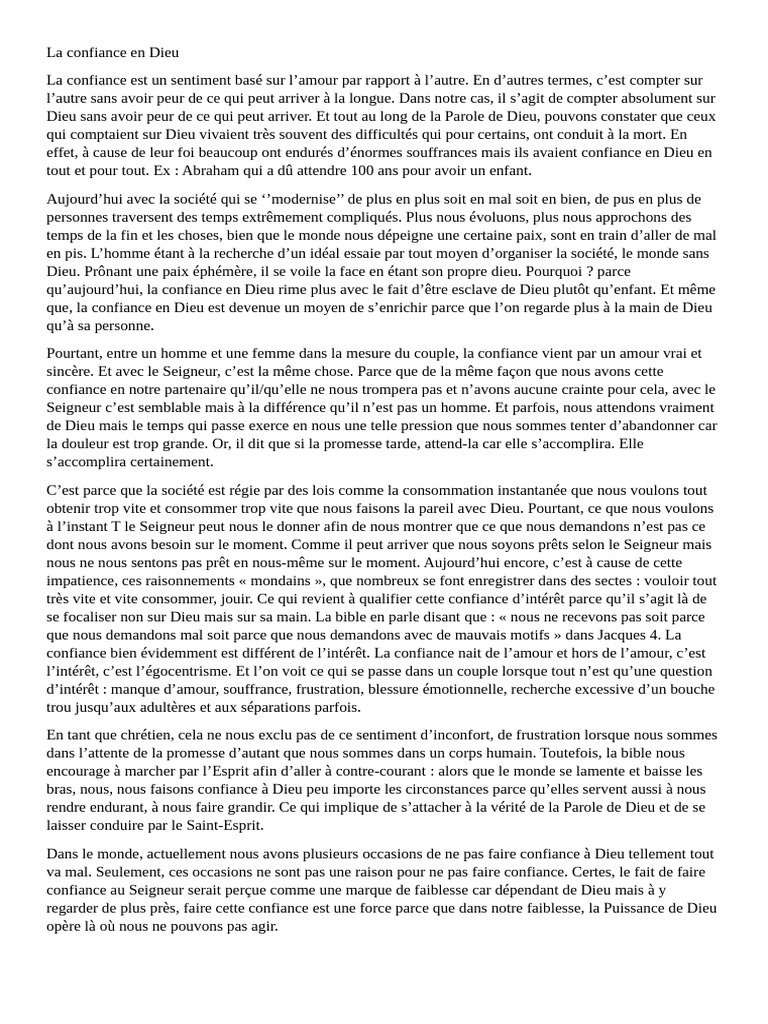 Confiance en Dieu : un appel à l'attente | PDF | Dieu | Vérité
