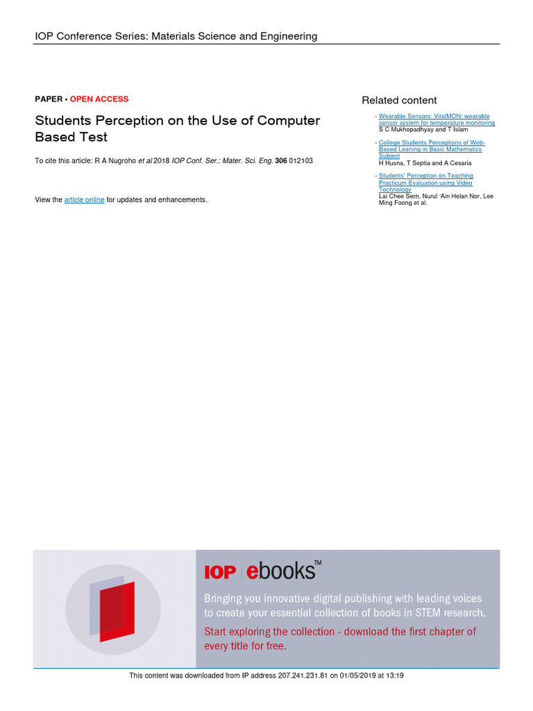 Students' Perception of Computer-Based Tests | PDF | Educational ...