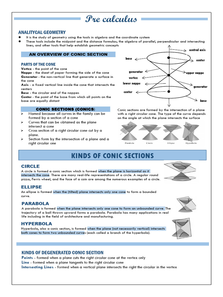 Conic Sections: Geometry and Equations | PDF | Angle | Circle