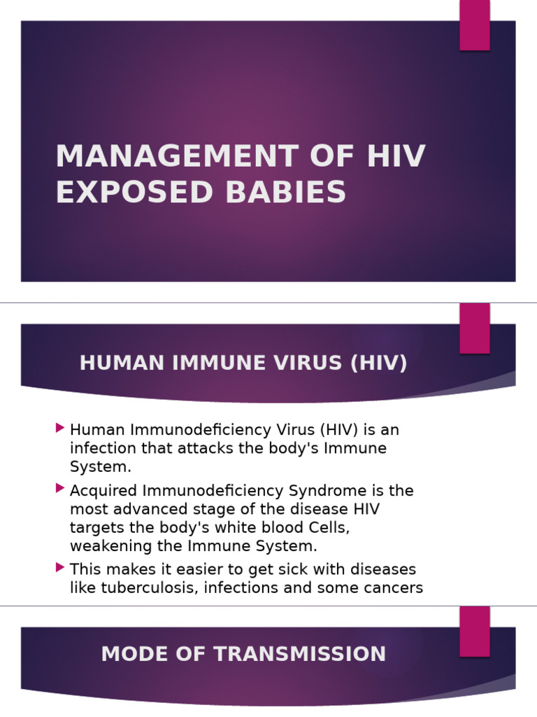 Management of Hiv Exposed Babies-1 | PDF | Hepatitis B | Hiv/Aids
