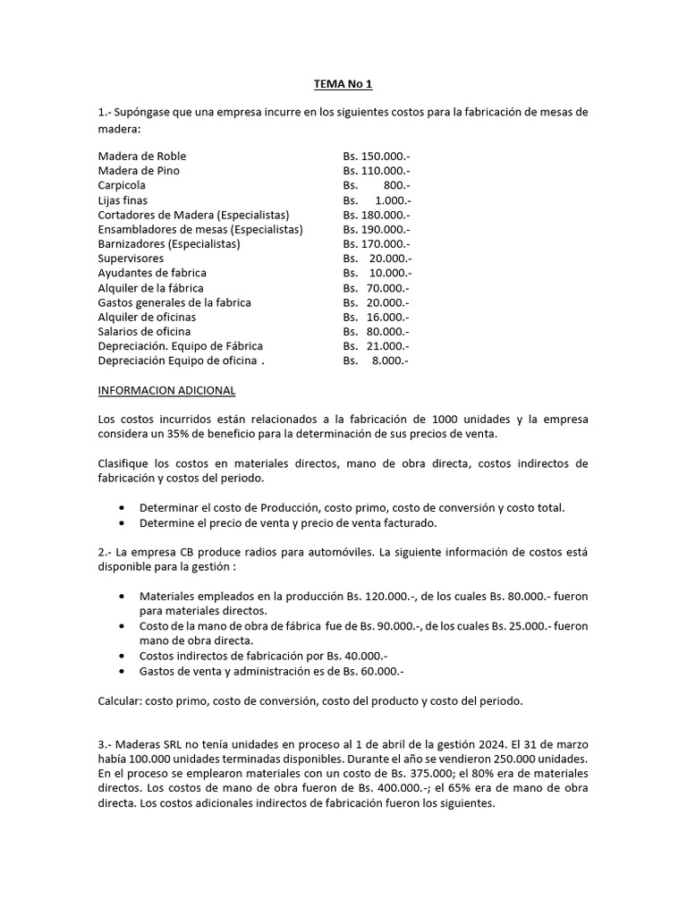 Costos de Producción y Análisis Financiero | PDF | Estado de resultados ...