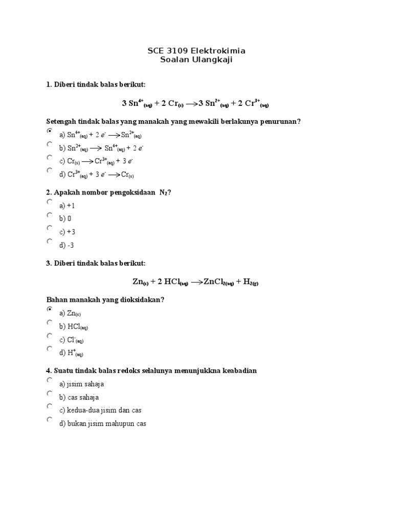 Elektrokimia Soalan Ulangkaji Pdf