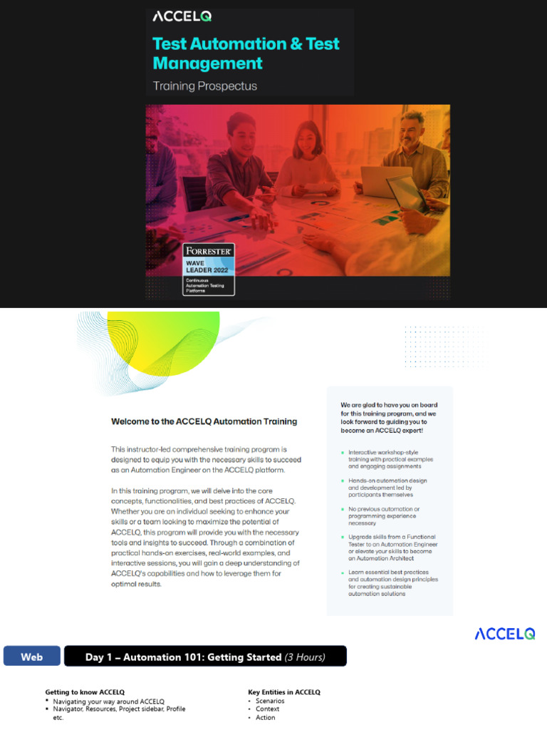 ACCELQ Automation Training Overview | PDF | Mobile App | World Wide Web