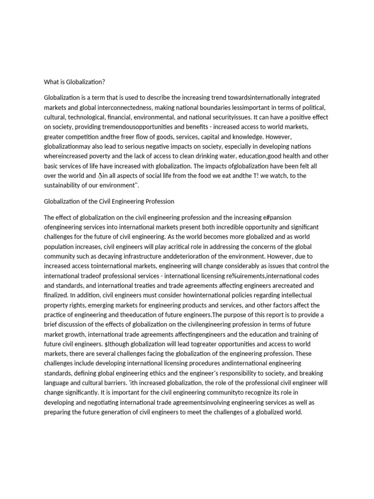Impact of Globalization on Civil Engineering | PDF | Globalization ...