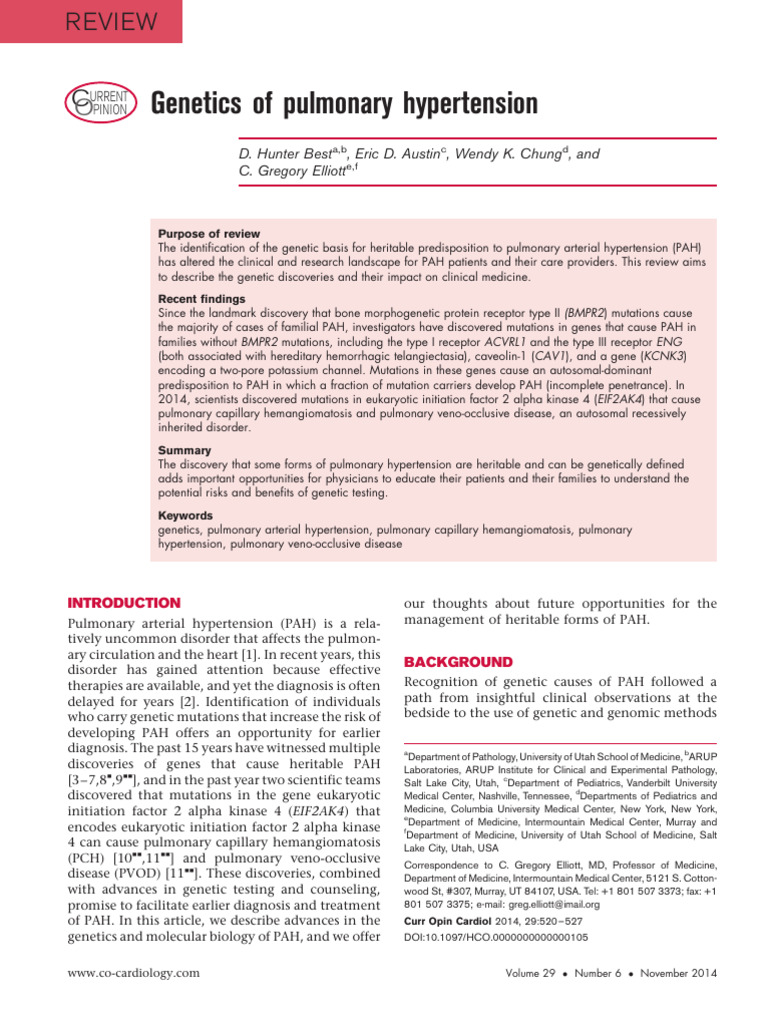 Genetics of Pulmonary Hypertension | PDF | Mutation | Genetics