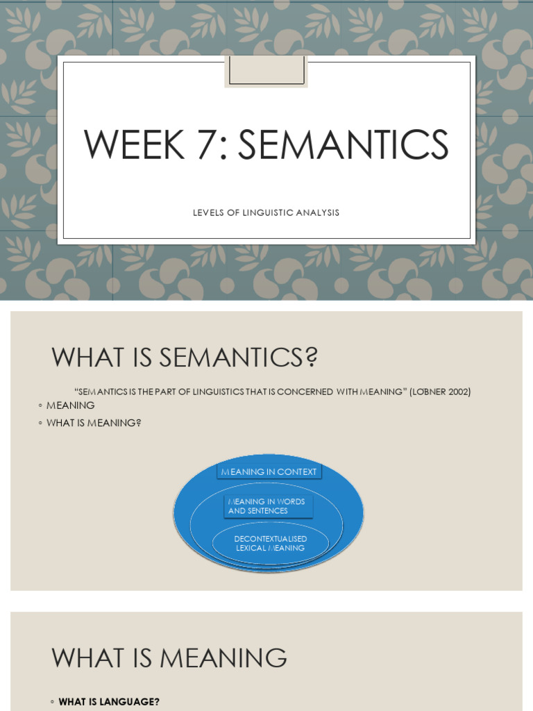 Semantics Intro | PDF | Semantics | Word