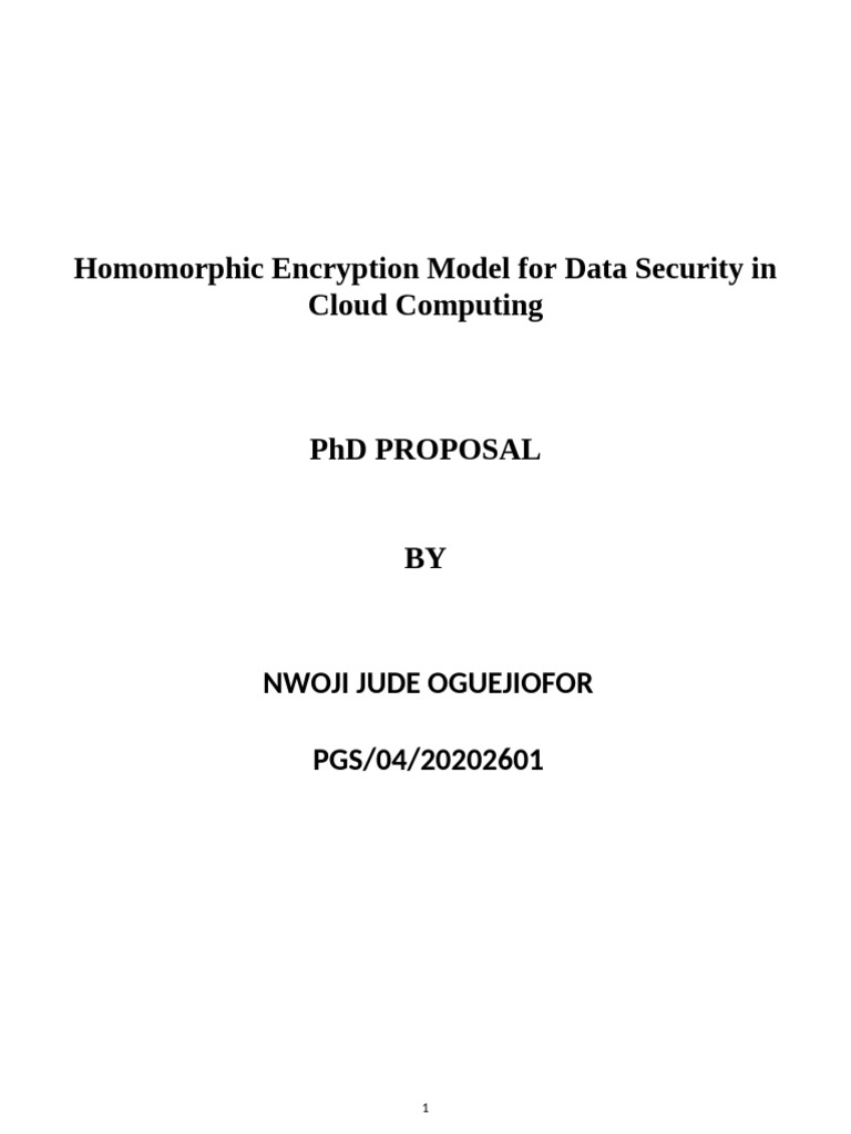 Thesis On Homomorphic Encryption Model For Data Security in Cloud ...