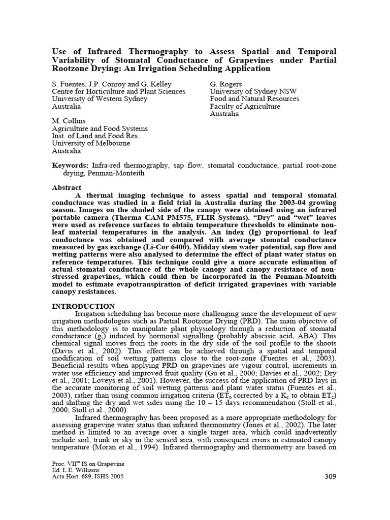 Fuentes Et Al - Use of Infrared Thermography To Assess Spatial and ...