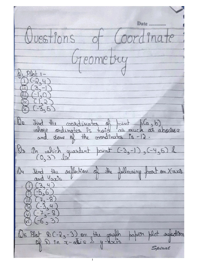 Coordinate geometry questions pdf