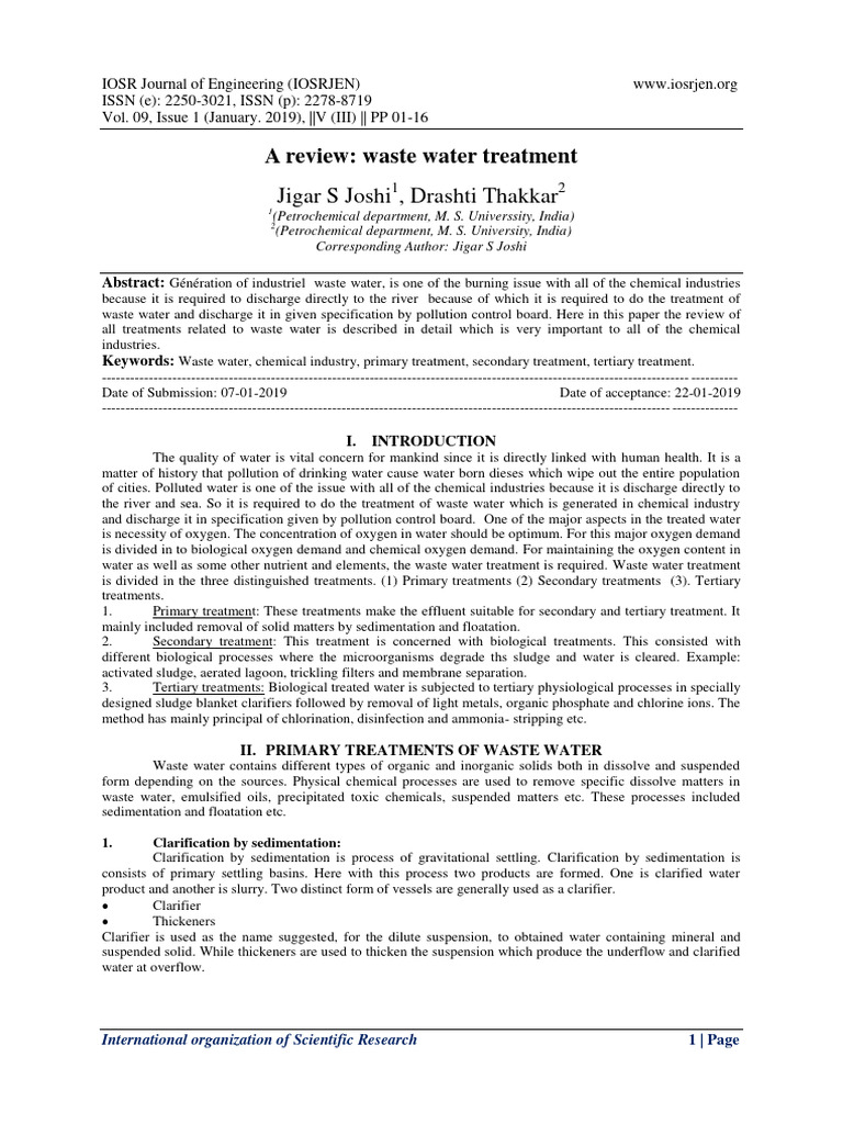 Waste Water Treatment Methods Review | PDF | Sewage Treatment ...