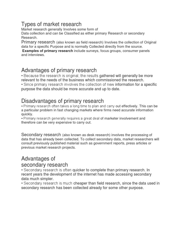 Types of Market Research PDF Research Design Marketing Research