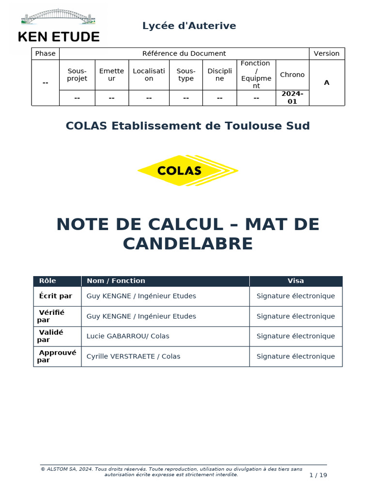 Note de calcul pour mat candelabre 2024 | PDF | Plaie | Flexion (matériau)