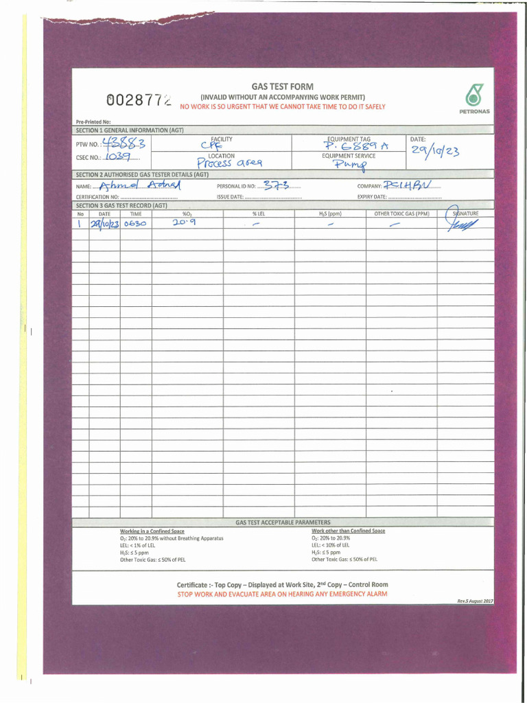 Gas Test | PDF